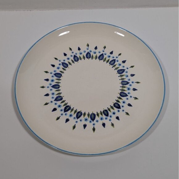 Marcrest Stetson Swiss Alpine Chalet Platter Blue Floral Leaf Design Ovenproof - Picture 1 of 10